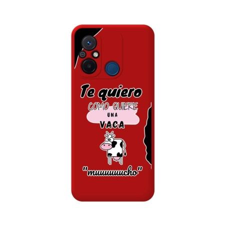 Funda Silicona Líquida Roja compatible con Xiaomi Redmi 12C diseño Vaca Dibujos