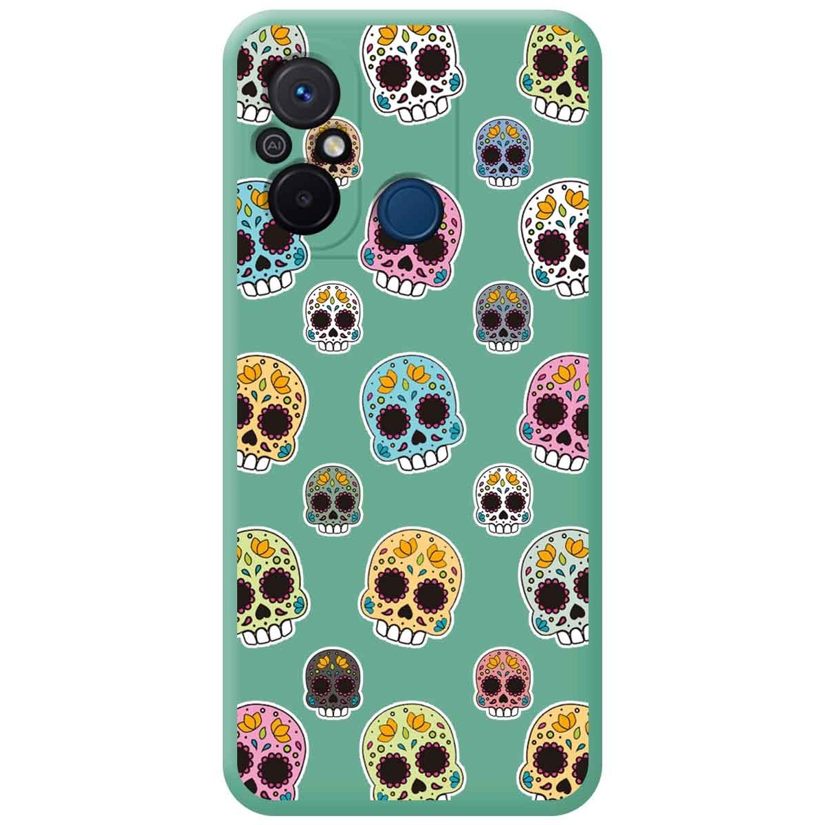 Funda Silicona Líquida Verde compatible con Xiaomi Redmi 12C diseño Catrina Dibujos