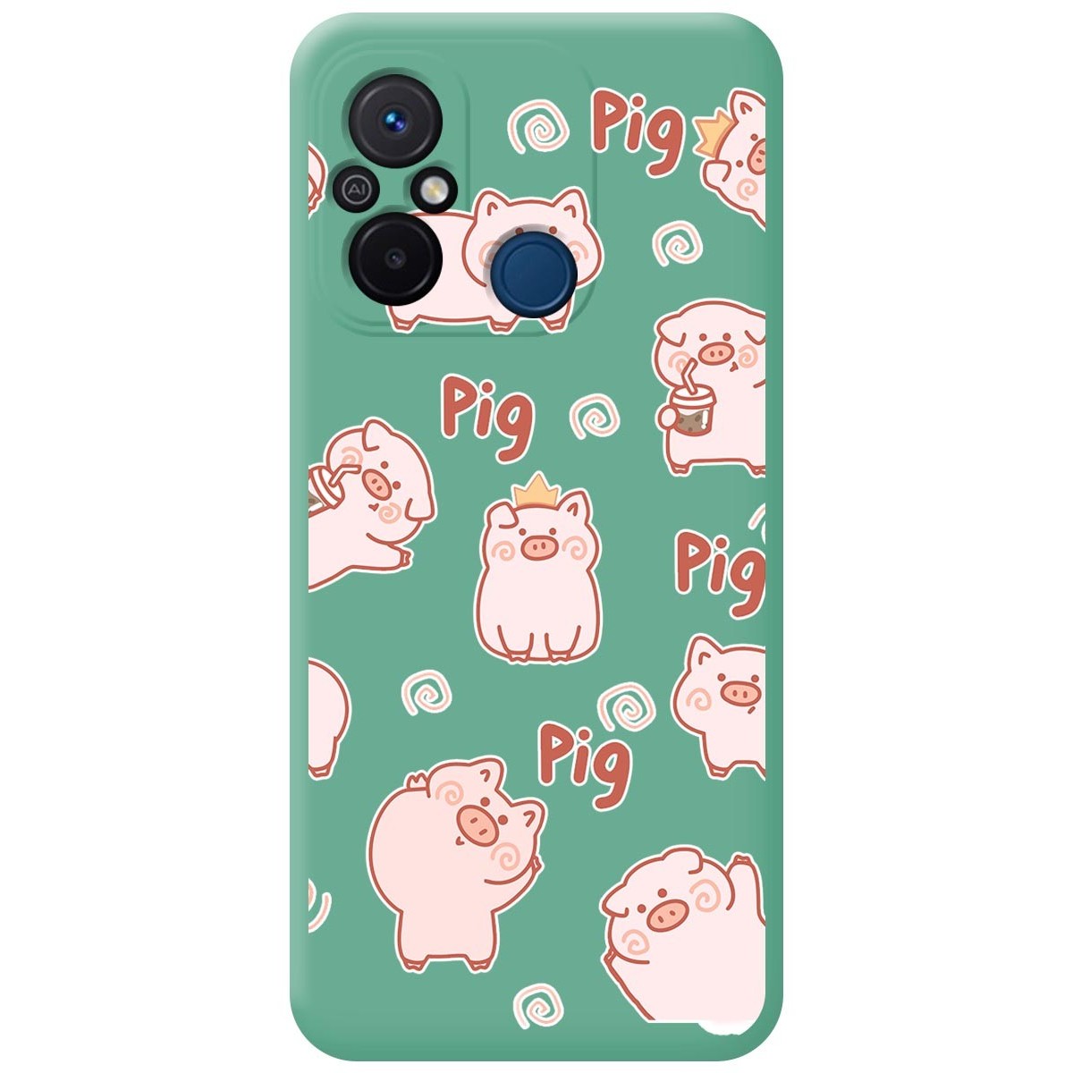 Funda Silicona Líquida Verde compatible con Xiaomi Redmi 12C diseño Cerdos Dibujos