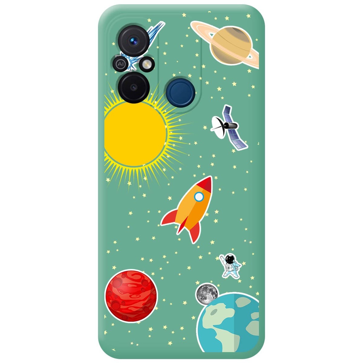 Funda Silicona Líquida Verde compatible con Xiaomi Redmi 12C diseño Espacio Dibujos