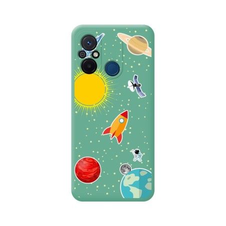 Funda Silicona Líquida Verde compatible con Xiaomi Redmi 12C diseño Espacio Dibujos