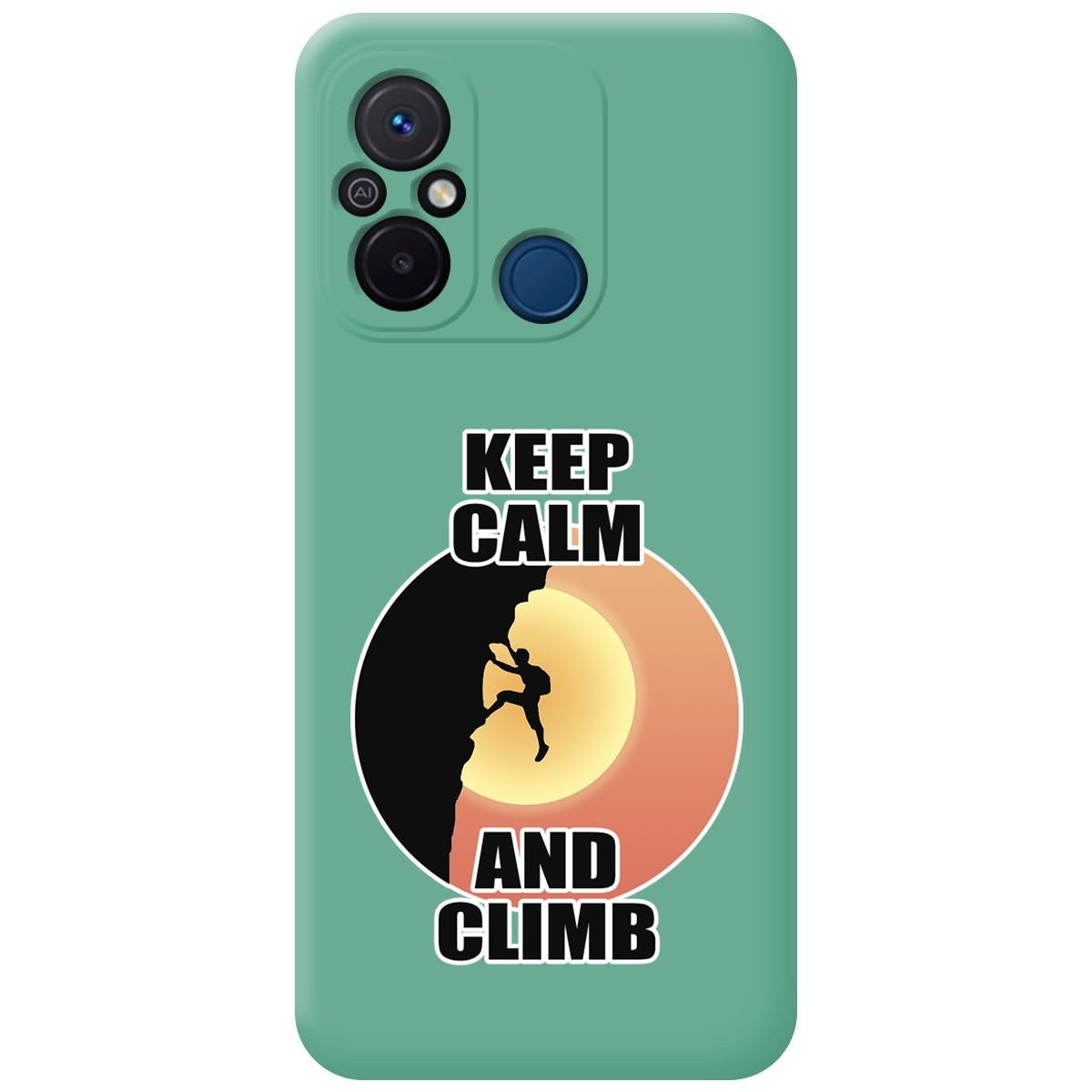 Funda Silicona Líquida Verde compatible con Xiaomi Redmi 12C diseño Hombre Escalada Dibujos