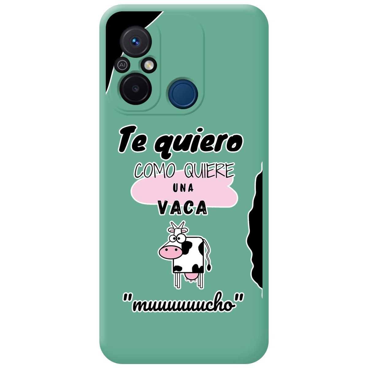 Funda Silicona Líquida Verde compatible con Xiaomi Redmi 12C diseño Vaca Dibujos