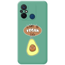 Funda Silicona Líquida Verde para Xiaomi Redmi 12C diseño Vegan Life Dibujos