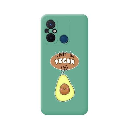 Funda Silicona Líquida Verde compatible con Xiaomi Redmi 12C diseño Vegan Life Dibujos