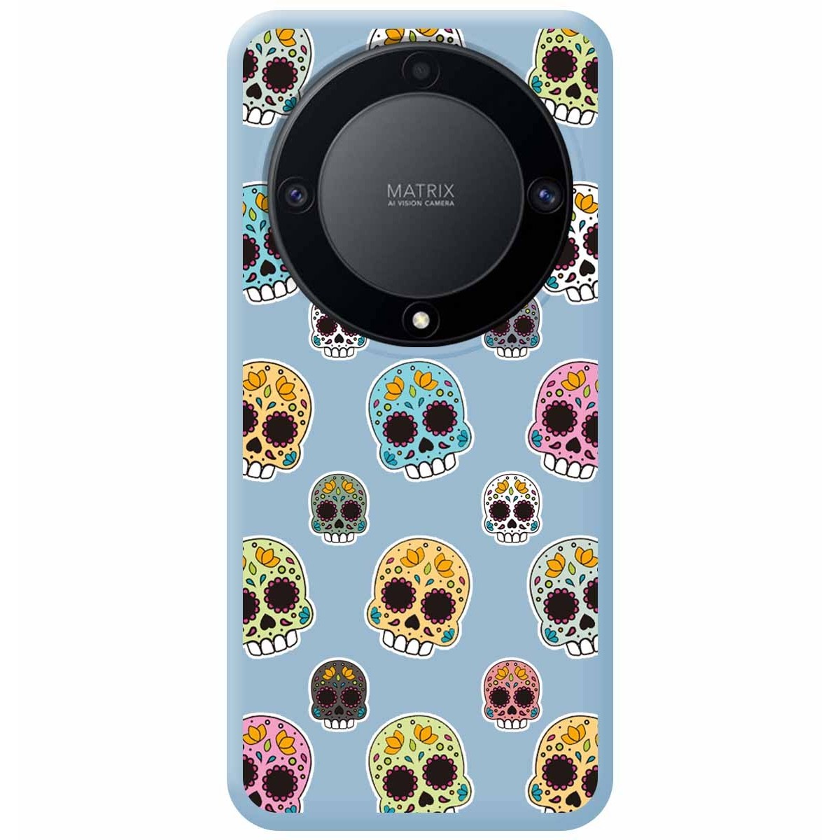 Funda Silicona Líquida Azul para Huawei Honor Magic 5 Lite 5G diseño Catrina Dibujos