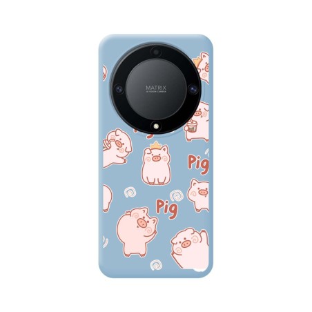 Funda Silicona Líquida Azul para Huawei Honor Magic 5 Lite 5G diseño Cerdos Dibujos
