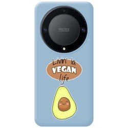 Funda Silicona Líquida Azul para Huawei Honor Magic 5 Lite 5G diseño Vegan Life Dibujos