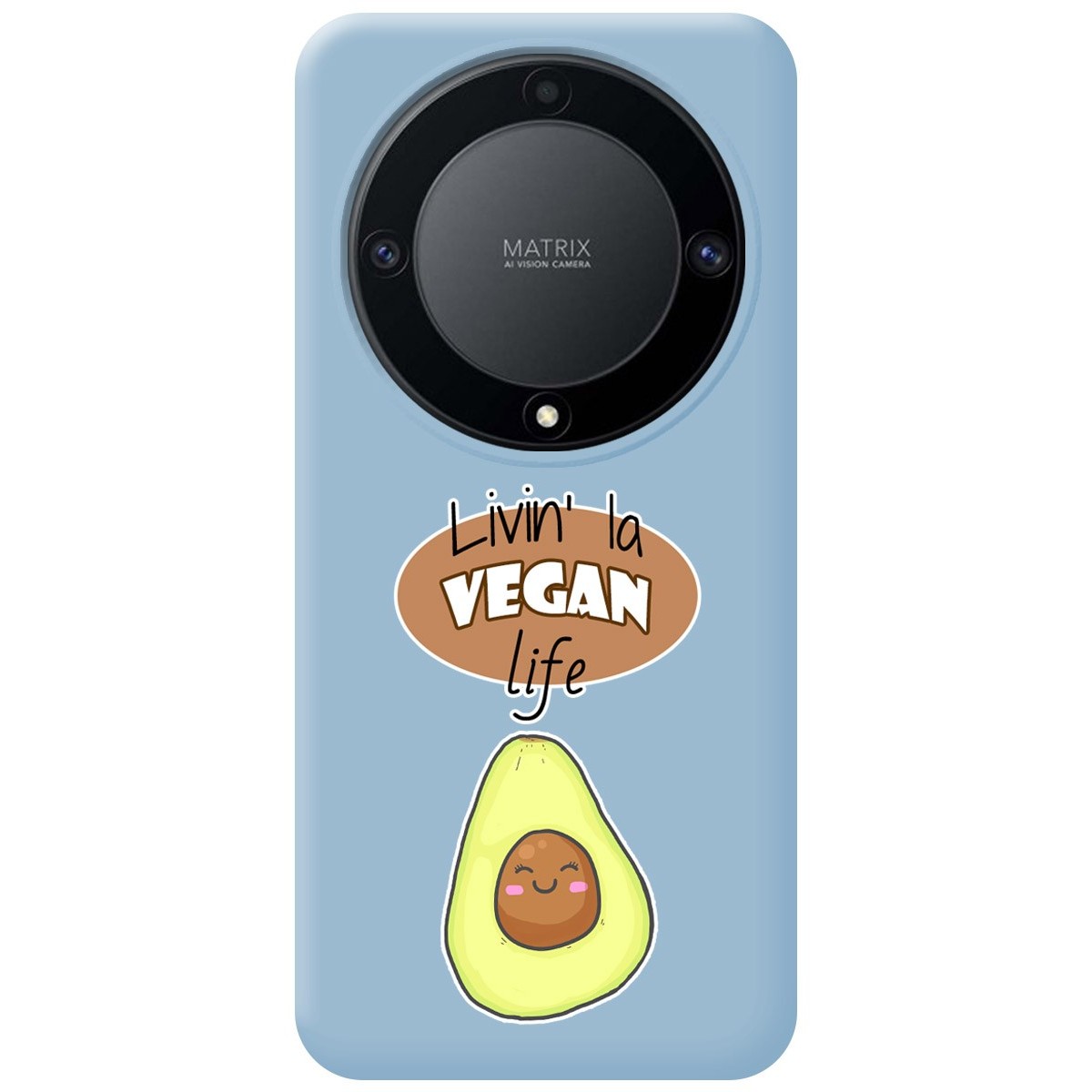 Funda Silicona Líquida Azul para Huawei Honor Magic 5 Lite 5G diseño Vegan Life Dibujos