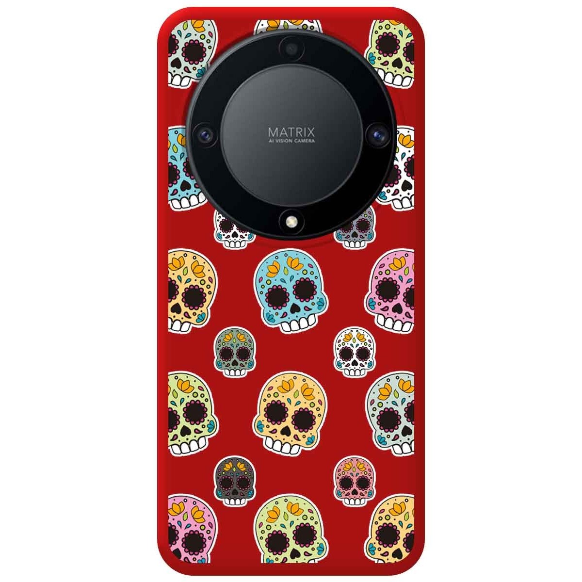 Funda Silicona Líquida Roja para Huawei Honor Magic 5 Lite 5G diseño Catrina Dibujos