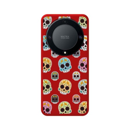 Funda Silicona Líquida Roja para Huawei Honor Magic 5 Lite 5G diseño Catrina Dibujos