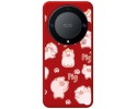Funda Silicona Líquida Roja para Huawei Honor Magic 5 Lite 5G diseño Cerdos Dibujos