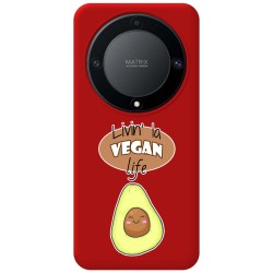 Funda Silicona Líquida Roja para Huawei Honor Magic 5 Lite 5G diseño Vegan Life Dibujos