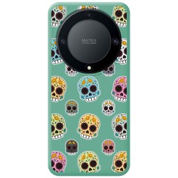 Funda Silicona Líquida Verde para Huawei Honor Magic 5 Lite 5G diseño Catrina Dibujos
