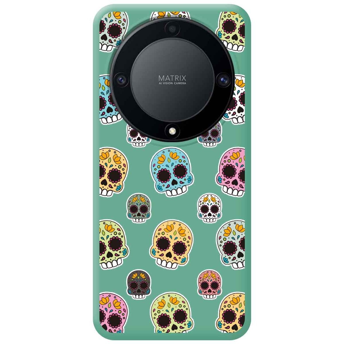 Funda Silicona Líquida Verde para Huawei Honor Magic 5 Lite 5G diseño Catrina Dibujos
