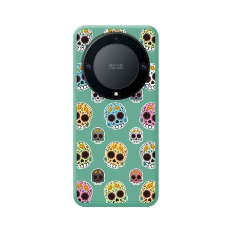 Funda Silicona Líquida Verde para Huawei Honor Magic 5 Lite 5G diseño Catrina Dibujos