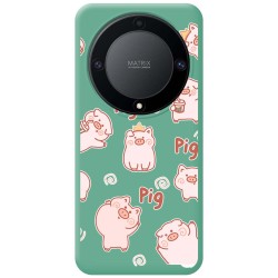 Funda Silicona Líquida Verde para Huawei Honor Magic 5 Lite 5G diseño Cerdos Dibujos