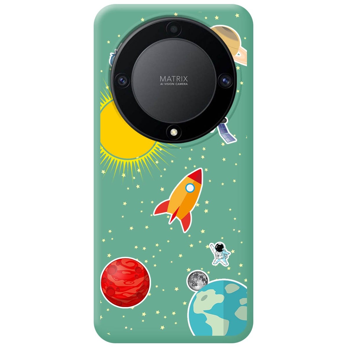 Funda Silicona Líquida Verde para Huawei Honor Magic 5 Lite 5G diseño Espacio Dibujos