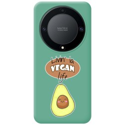Funda Silicona Líquida Verde para Huawei Honor Magic 5 Lite 5G diseño Vegan Life Dibujos