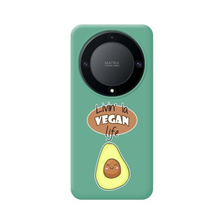Funda Silicona Líquida Verde para Huawei Honor Magic 5 Lite 5G diseño Vegan Life Dibujos