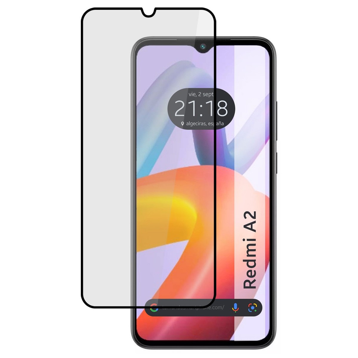 Protector Cristal Templado Completo 5D Full Glue Negro compatible con Xiaomi Redmi A2 Vidrio