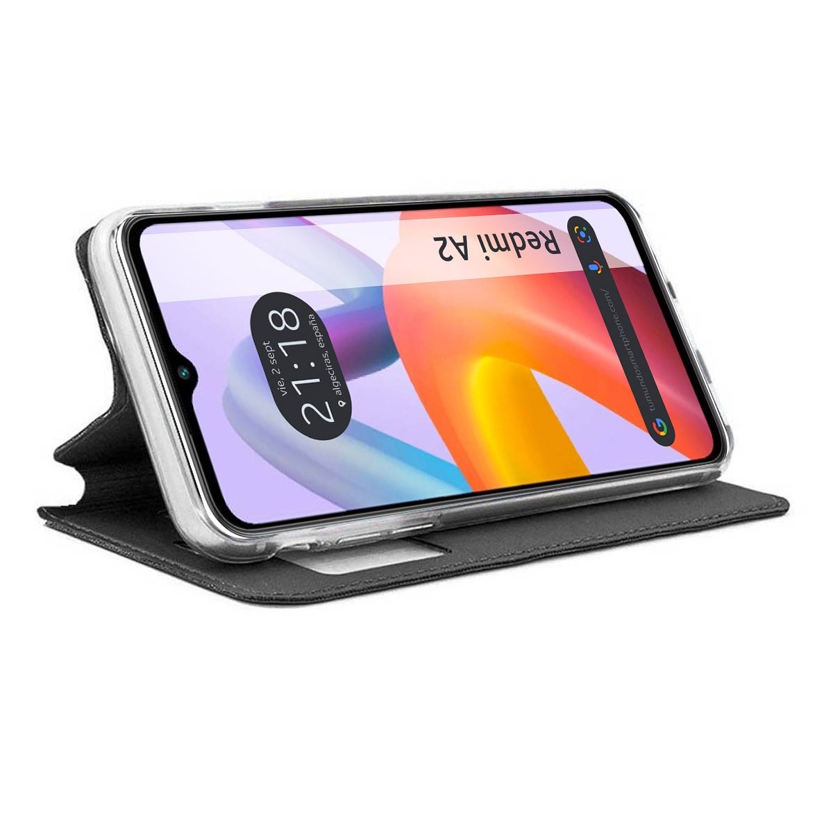 Funda Libro Soporte con Ventana compatible con Xiaomi Redmi A2 Color Negra