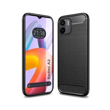 Funda Gel TPU Tipo Carbon Negra compatible con Xiaomi Redmi A2