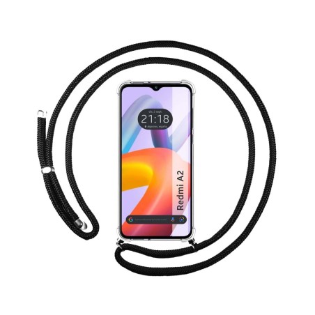 Funda Colgante Transparente compatible con Xiaomi Redmi A2 con Cordon Negro