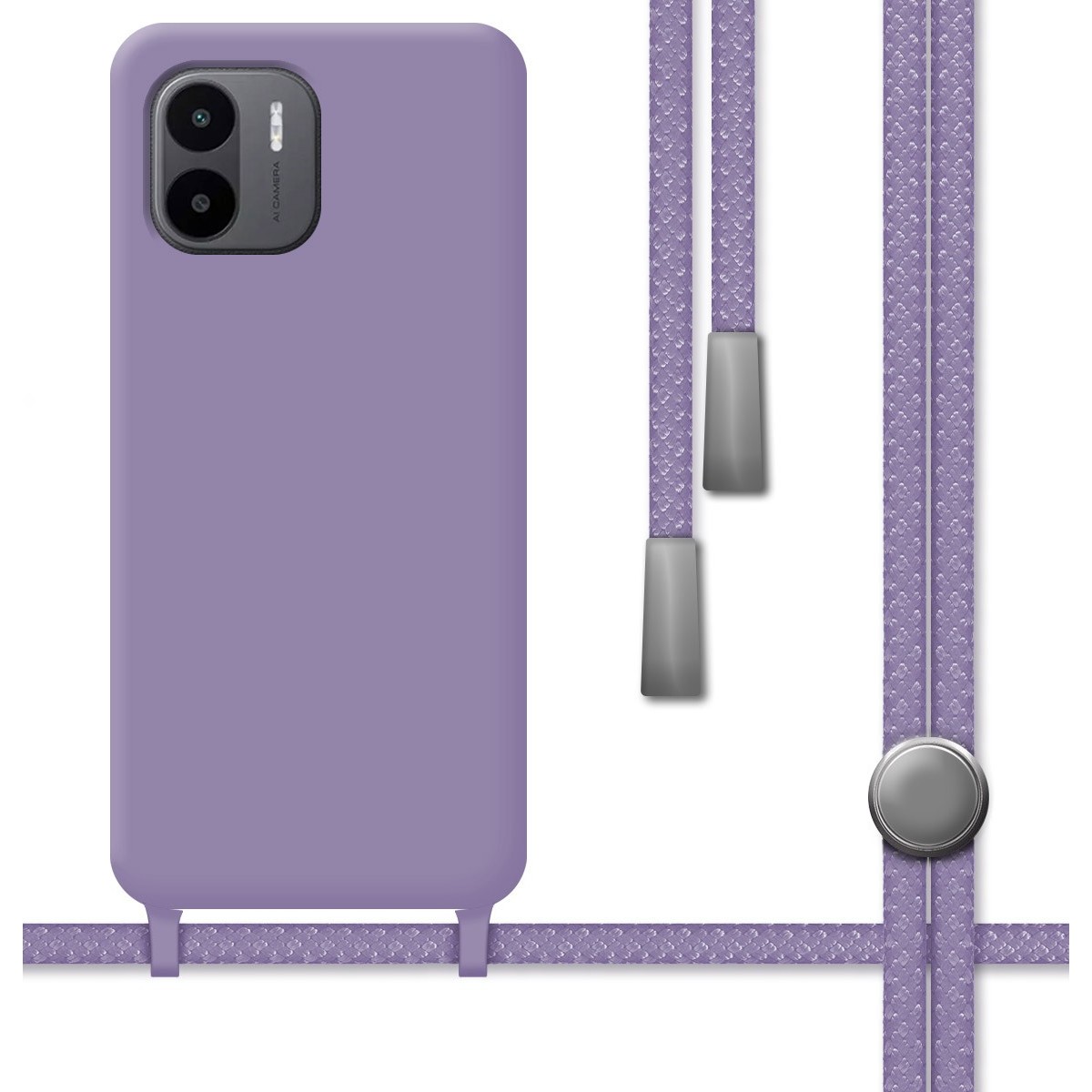 Funda Silicona Líquida con Cordón compatible con Xiaomi Redmi A2 Color Morada