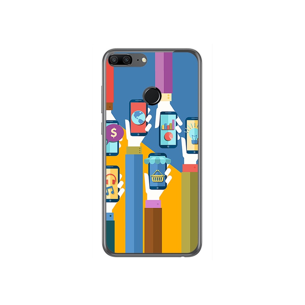 Funda Gel Tpu para Huawei Honor 9 Lite Diseño Apps Dibujos