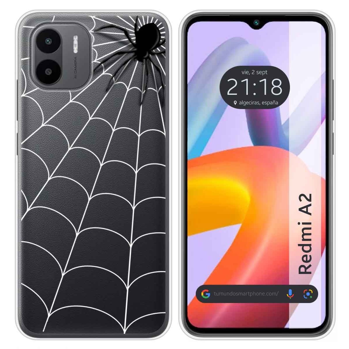 Funda Silicona Transparente compatible con Xiaomi Redmi A2 diseño Araña Dibujos