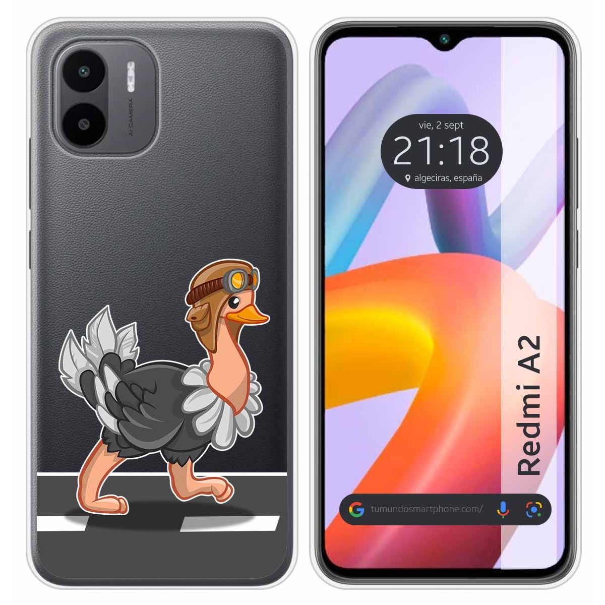 Funda Silicona Transparente compatible con Xiaomi Redmi A2 diseño Avestruz Dibujos