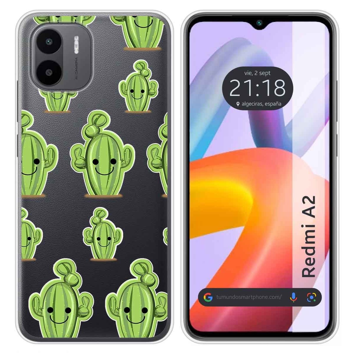 Funda Silicona Transparente compatible con Xiaomi Redmi A2 diseño Cactus Dibujos