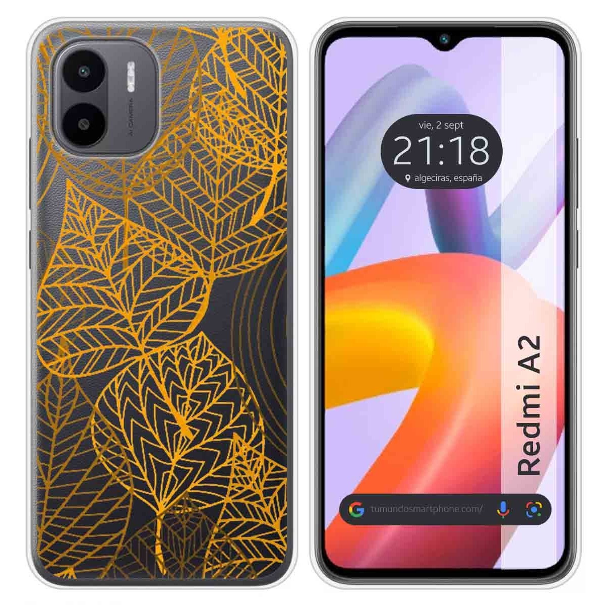 Funda Silicona Transparente compatible con Xiaomi Redmi A2 diseño Hojas Dibujos