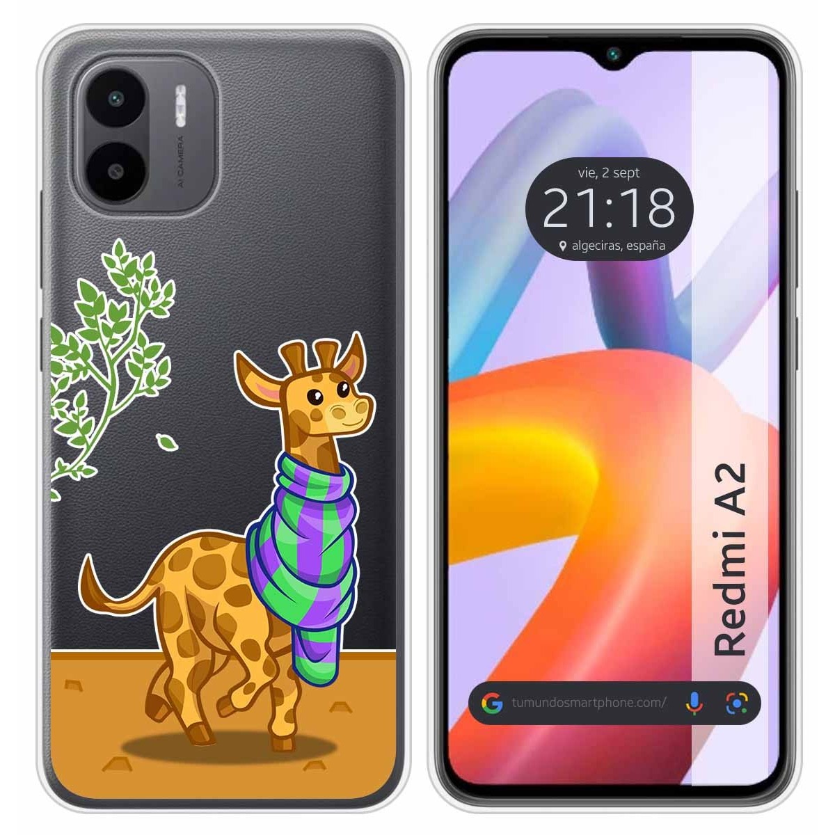 Funda Silicona Transparente compatible con Xiaomi Redmi A2 diseño Jirafa Dibujos
