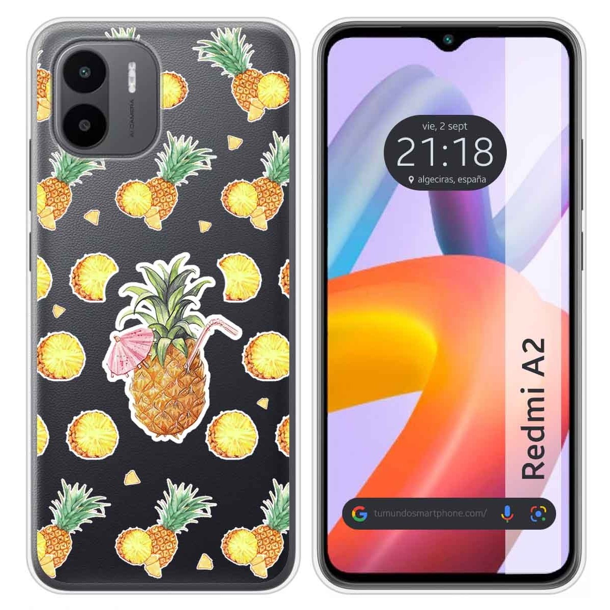 Funda Silicona Transparente compatible con Xiaomi Redmi A2 diseño Piña Dibujos
