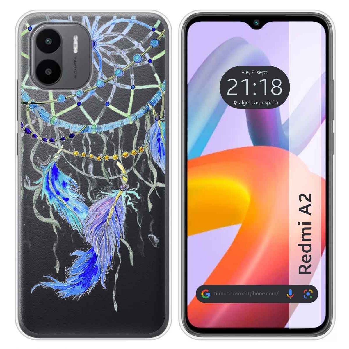 Funda Silicona Transparente compatible con Xiaomi Redmi A2 diseño Plumas Dibujos