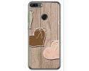 Funda Gel Tpu para Huawei Honor 9 Lite Diseño Corazones Madera Dibujos