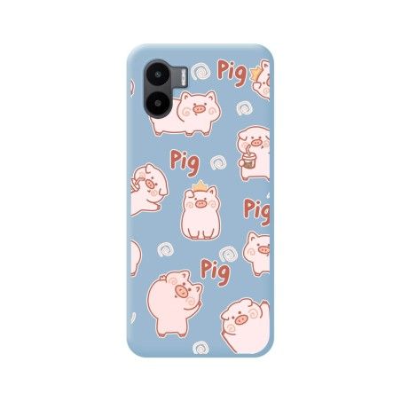 Funda Silicona Líquida Azul compatible con Xiaomi Redmi A2 diseño Cerdos Dibujos