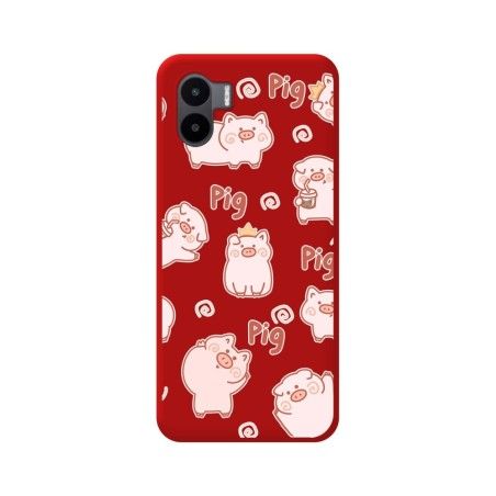 Funda Silicona Líquida Roja compatible con Xiaomi Redmi A2 diseño Cerdos Dibujos