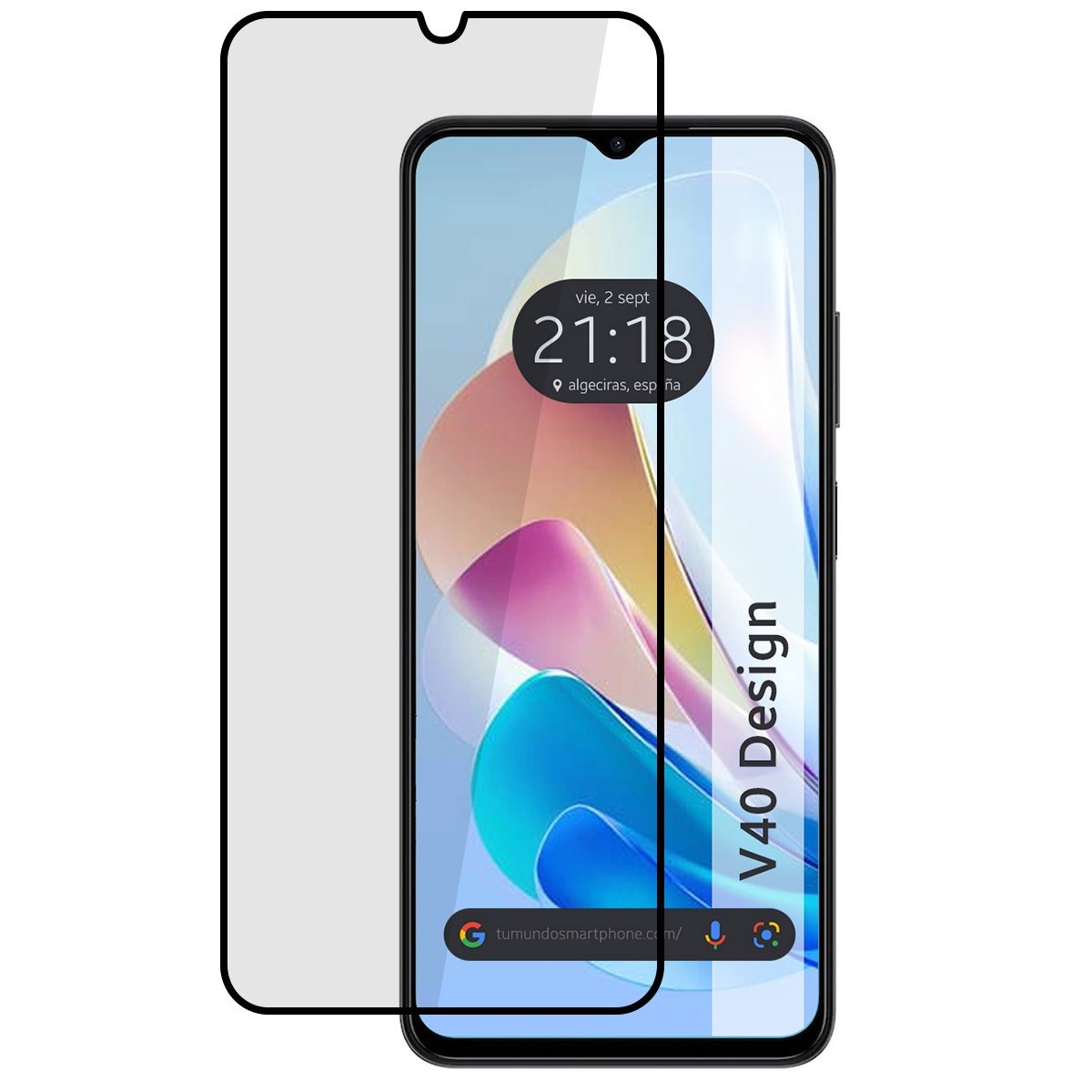 Protector Cristal Templado Completo 5D Full Glue Negro para ZTE Blade V40 Design Vidrio