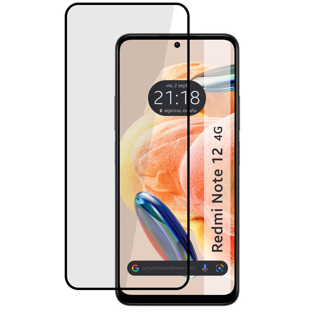 Protector Cristal Templado Completo 5D Full Glue Negro compatible con Xiaomi Redmi Note 12 4G Vidrio