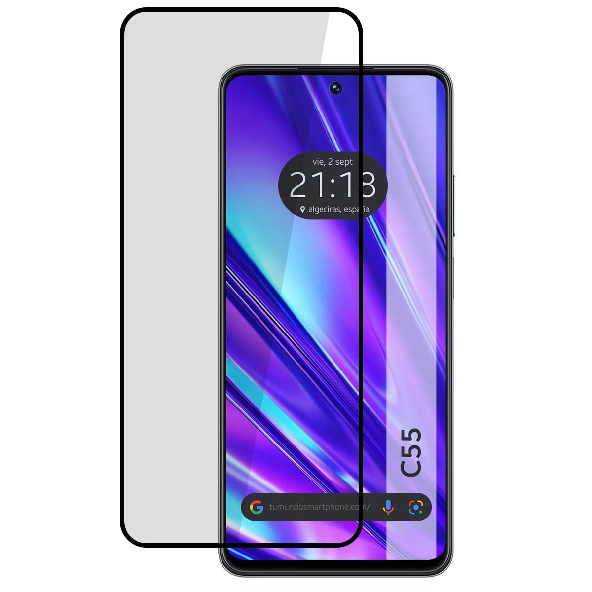 Protector Cristal Templado Completo 5D Full Glue Negro para Realme C55 Vidrio