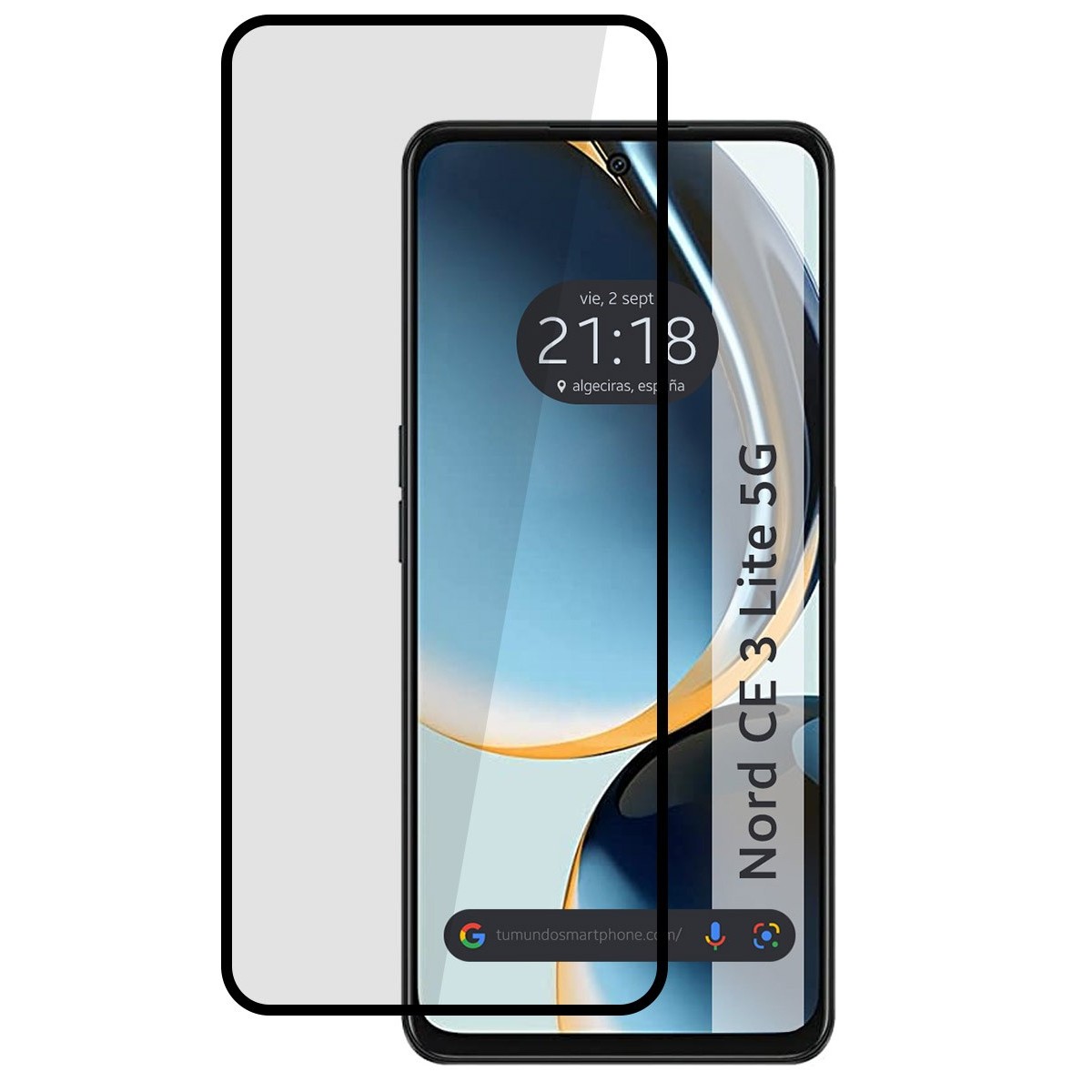 Protector Cristal Templado Completo 5D Full Glue Negro para Oneplus Nord CE 3 Lite 5G Vidrio