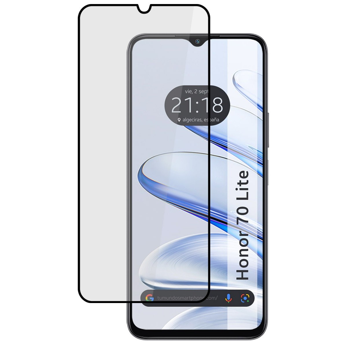 Protector Cristal Templado Completo 5D Full Glue Negro para Huawei Honor 70 Lite 5G Vidrio