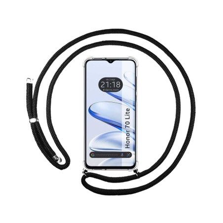 Funda Colgante Transparente para Huawei Honor 70 Lite 5G con Cordon Negro