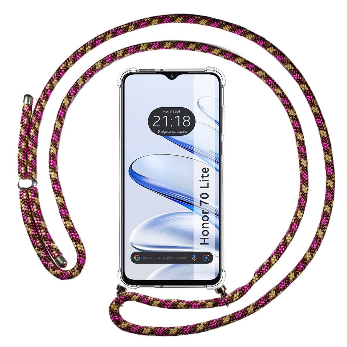 Huawei Honor 70 Lite 5G Funda Colgante transparente con cordón