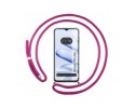 Funda Colgante Transparente para Huawei Honor 70 Lite 5G con Cordon Rosa Fucsia