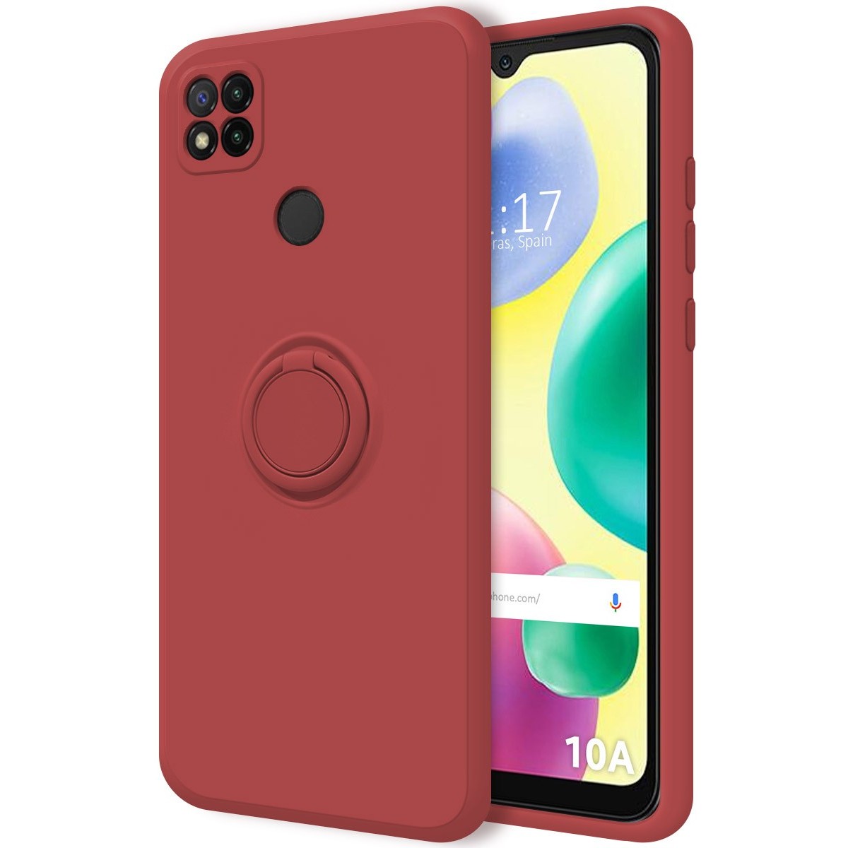 Funda Silicona Líquida Ultra Suave con Anillo Xiaomi Redmi 10A color Rojo Coral