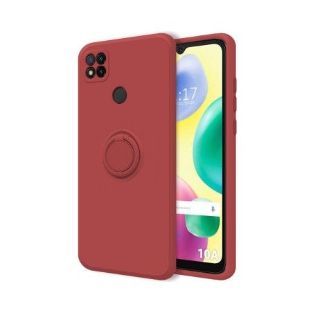 Funda Silicona Líquida Ultra Suave con Anillo Xiaomi Redmi 10A color Rojo Coral